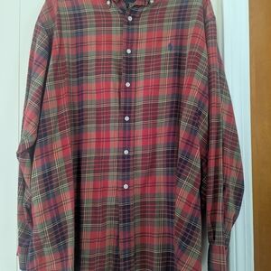 Ralph Lauren Red and Green Plaid Button-Down Shirt